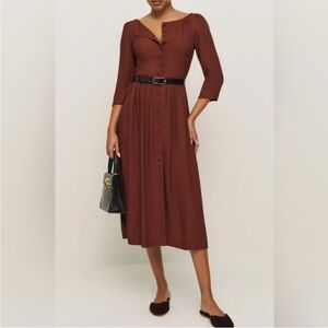 Reformation Adair Dress in Fig Jam